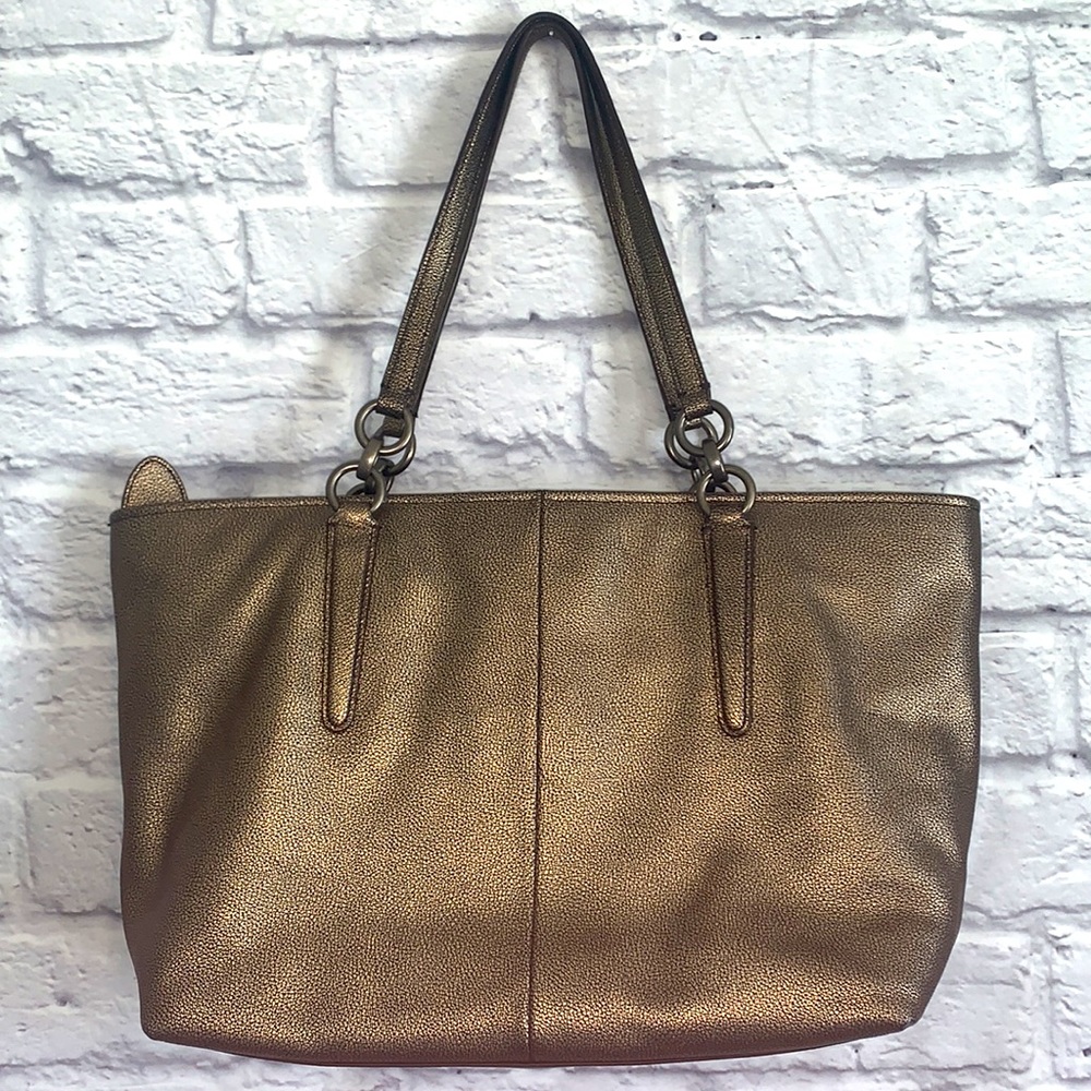 Coach Gold Bronze Metallic Tote Bag - Picture 2 of 10